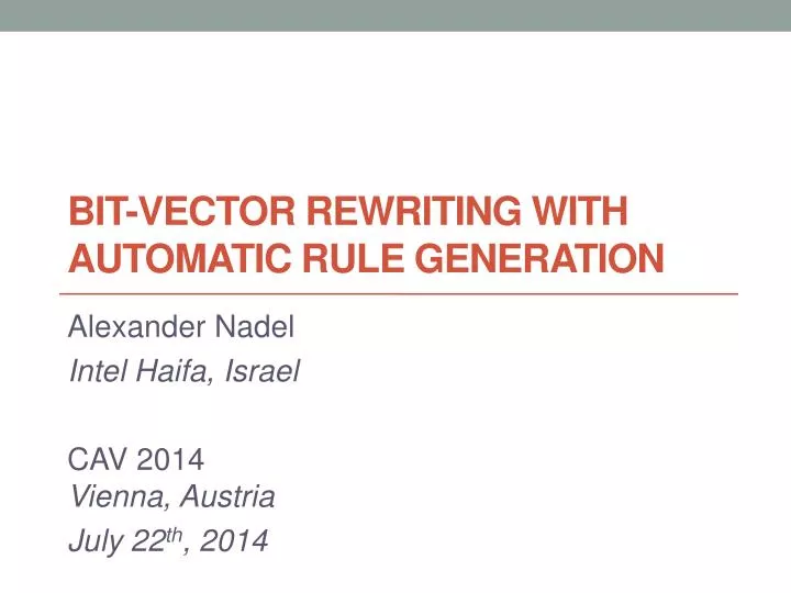 bit vector rewriting with automatic rule generation