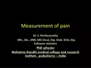 Measurement of pain