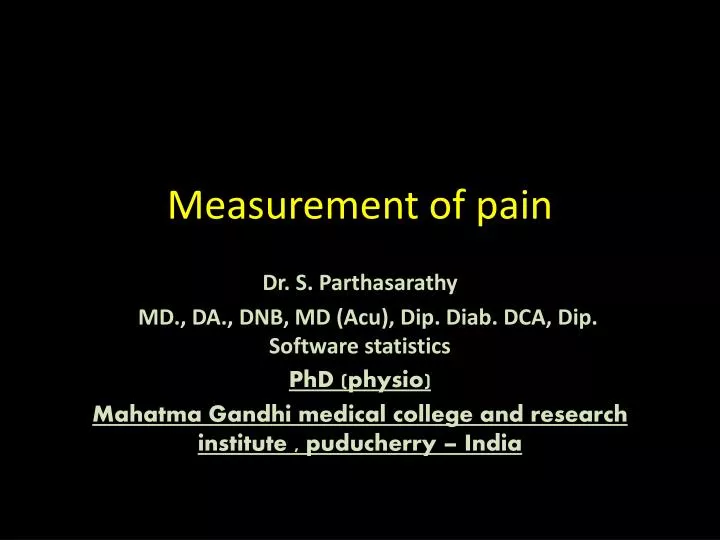 measurement of pain