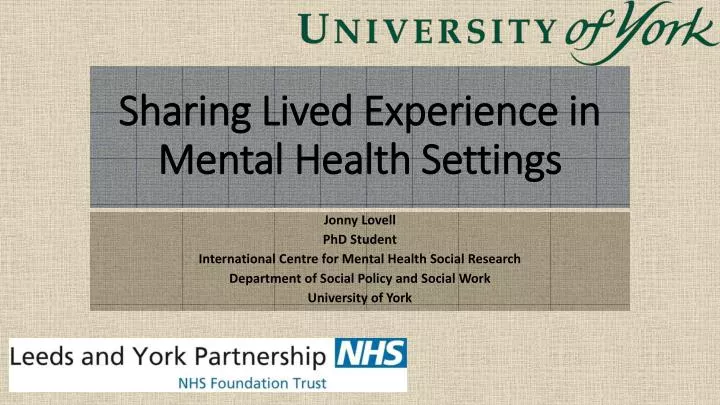 s haring lived experience in mental health settings