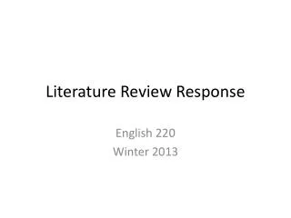 Literature Review Response