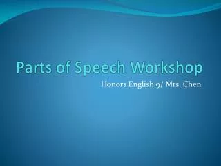 Parts of Speech Workshop
