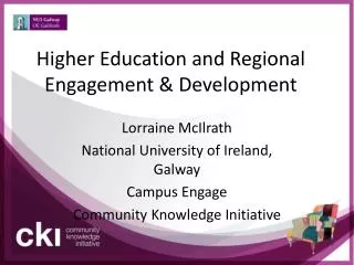 Higher Education and Regional Engagement &amp; Development