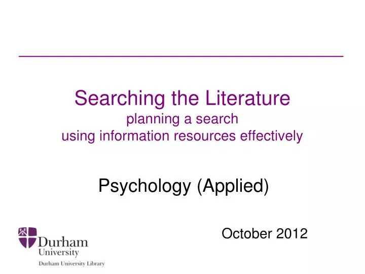 searching the literature planning a search using information resources effectively