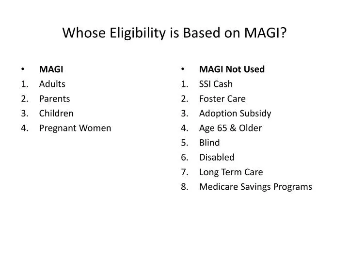 whose eligibility is based on magi
