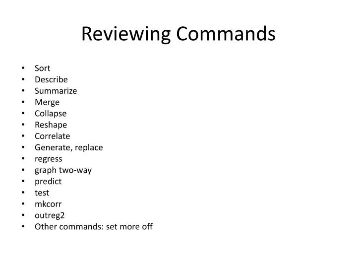 reviewing commands