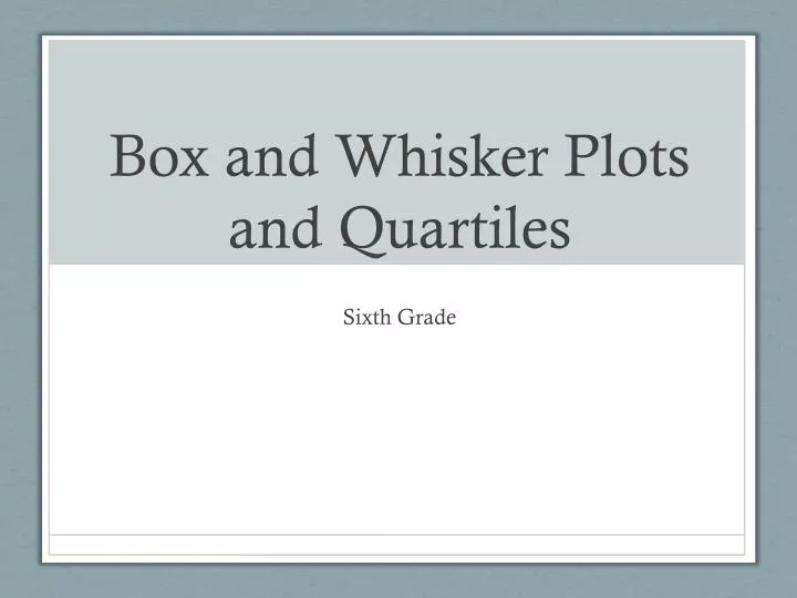 box and whisker plots and quartiles