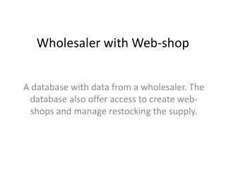 Wholesaler with Web-shop