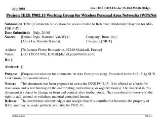 Project: IEEE P802.15 Working Group for Wireless Personal Area Networks (WPANs)