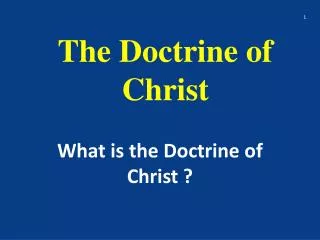 The Doctrine of Christ