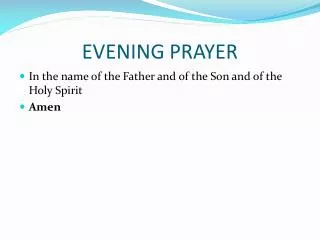 EVENING PRAYER