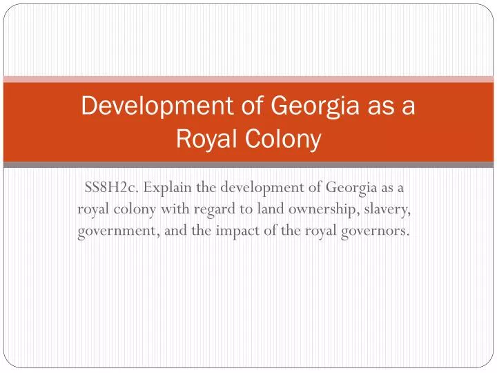 development of georgia as a royal colony