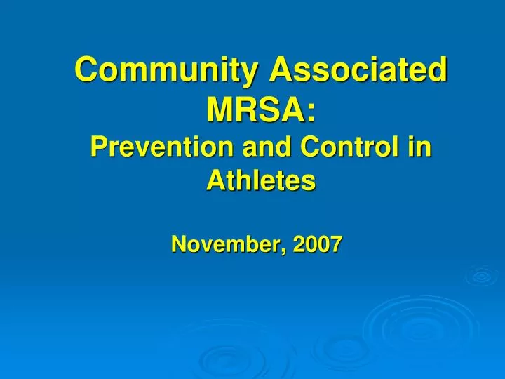 community associated mrsa prevention and control in athletes