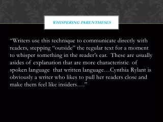 whispering parentheses
