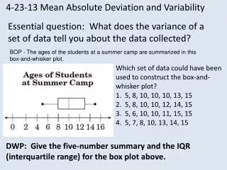 4-23-13 Mean Absolute Deviation and Variability
