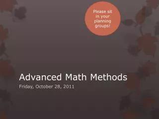 Advanced Math Methods