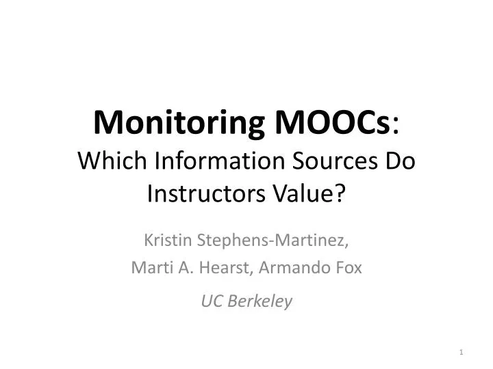 monitoring moocs which information sources do instructors value