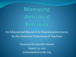 Managing Antisocial Behavior