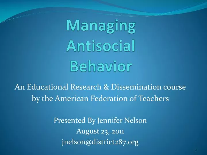 managing antisocial behavior