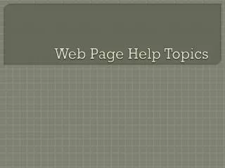 Web Page Help Topics
