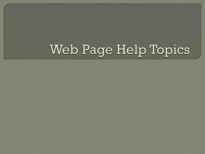 web page help topics