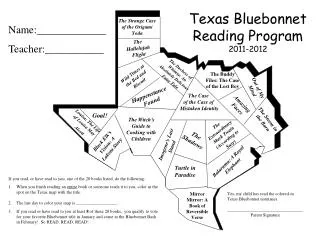 Texas Bluebonnet Reading Program 2011-2012