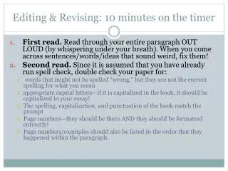 Editing &amp; Revising: 10 minutes on the timer