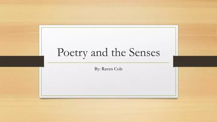 poetry and the senses