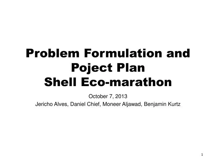 problem formulation and poject plan shell eco marathon