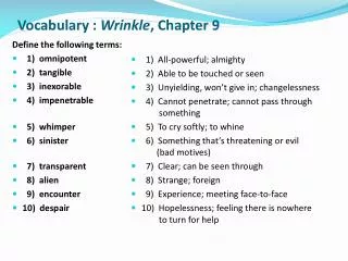 Vocabulary : Wrinkle , Chapter 9