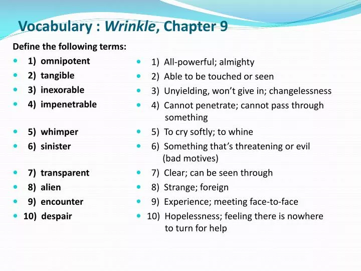 vocabulary wrinkle chapter 9
