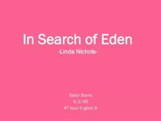 In Search of Eden -Linda Nichols-