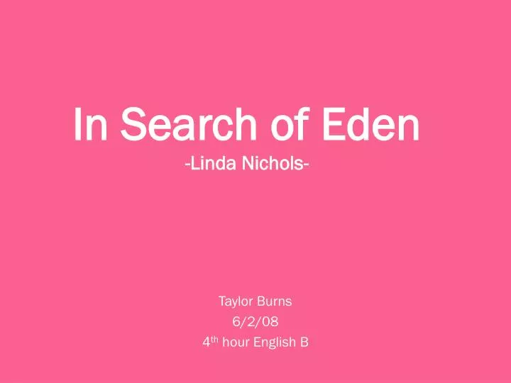 in search of eden linda nichols