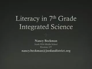 Literacy in 7 th Grade Integrated Science