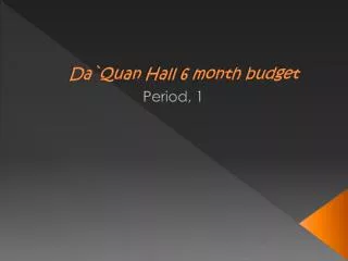 Da`Quan Hall 6 month budget