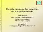 Electricity markets, perfect competition and energy shortage risks
