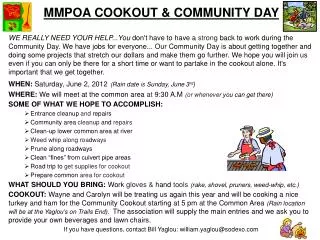 MMPOA COOKOUT &amp; COMMUNITY DAY