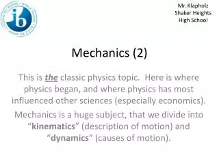 Mechanics (2)