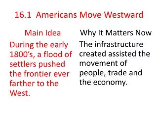 16.1 Americans Move Westward