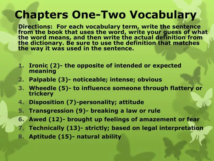 chapters one two vocabulary
