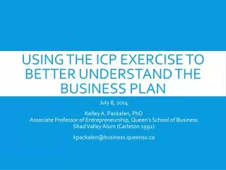 Using the ICP exercise to better understand the business plan
