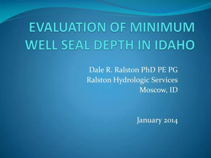 evaluation of minimum well seal depth in idaho