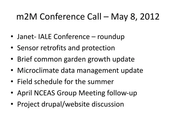 m2m conference call may 8 2012
