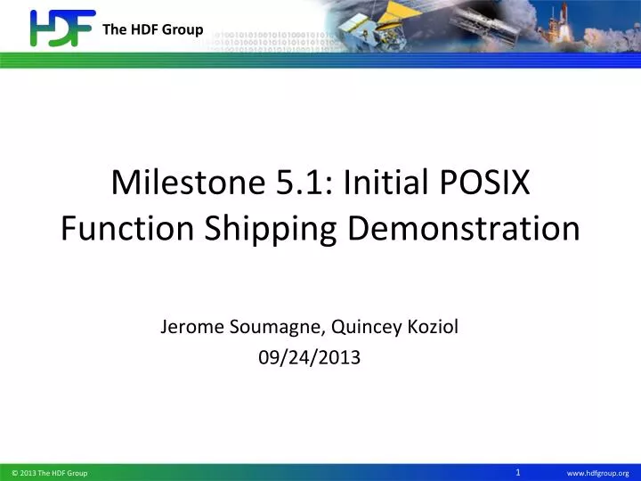 milestone 5 1 initial posix function shipping demonstration