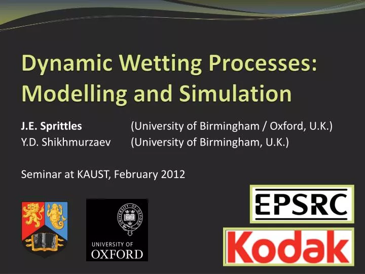 dynamic wetting processes modelling and simulation