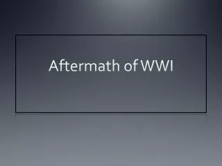 Aftermath of WWI