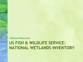 US Fish &amp; Wildlife Service: National Wetlands Inventory