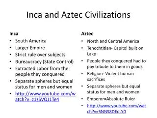 Inca and Aztec Civilizations