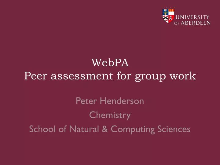 webpa peer assessment for group work