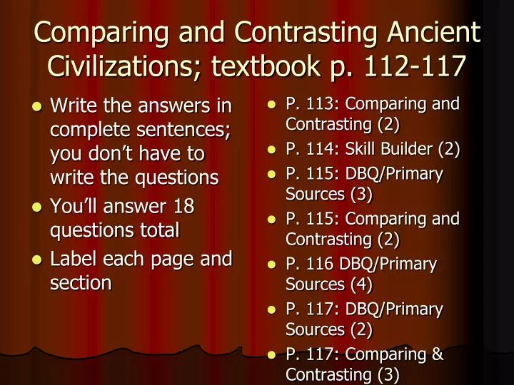 comparing and contrasting ancient civilizations textbook p 112 117